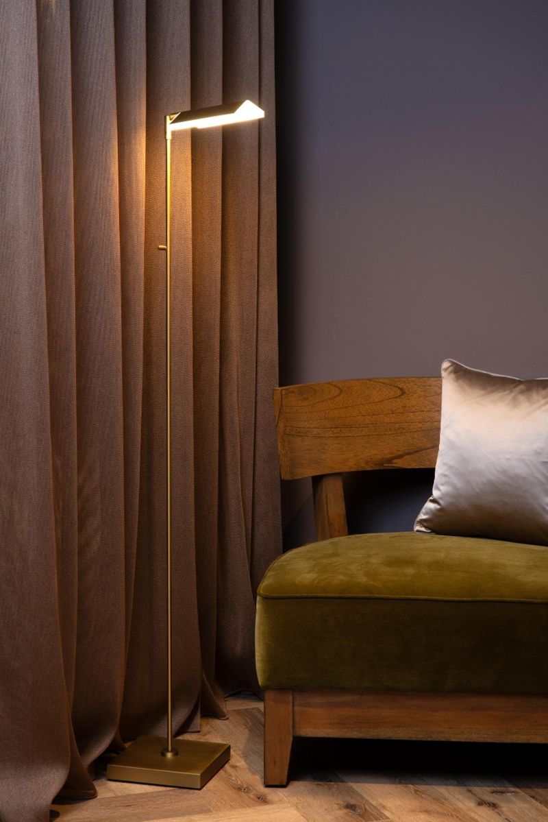 Lucide AARON - Stojacia lampa - LED Dim. - 1x10W 4000K - Matt Gold / Mosadz